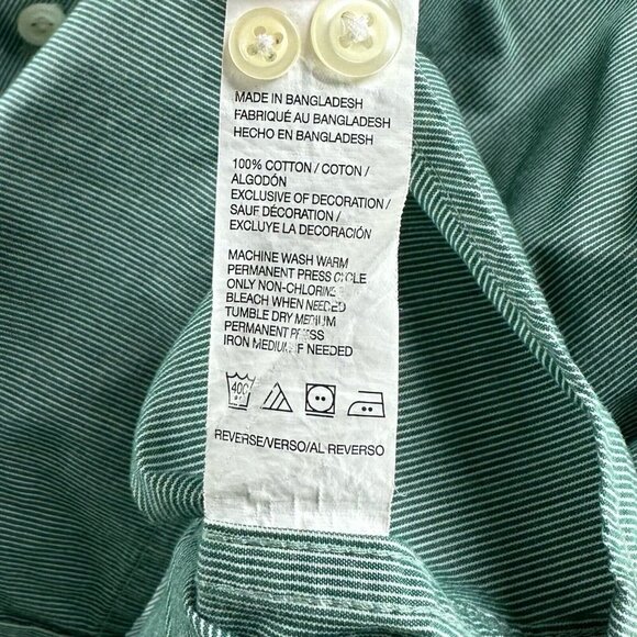 IZOD Shirt Mens Size L Striped Button Down Long Sleeve Woven Cotton Green - Picture 6 of 9